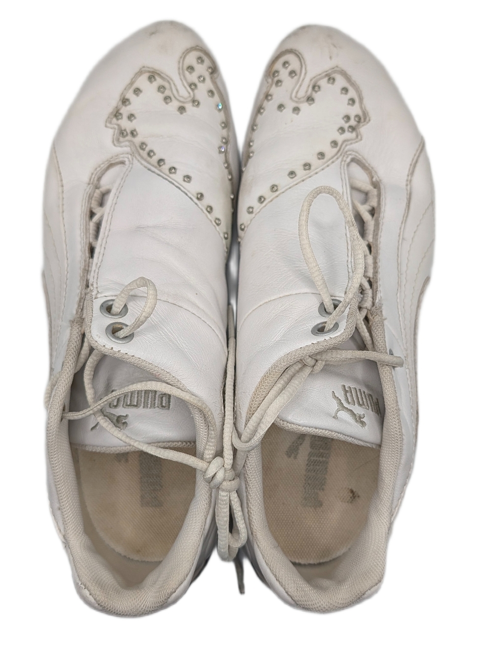 Puma Future Cat Studded White Leather Sneakers Unisex Women's 7.5 Vintage